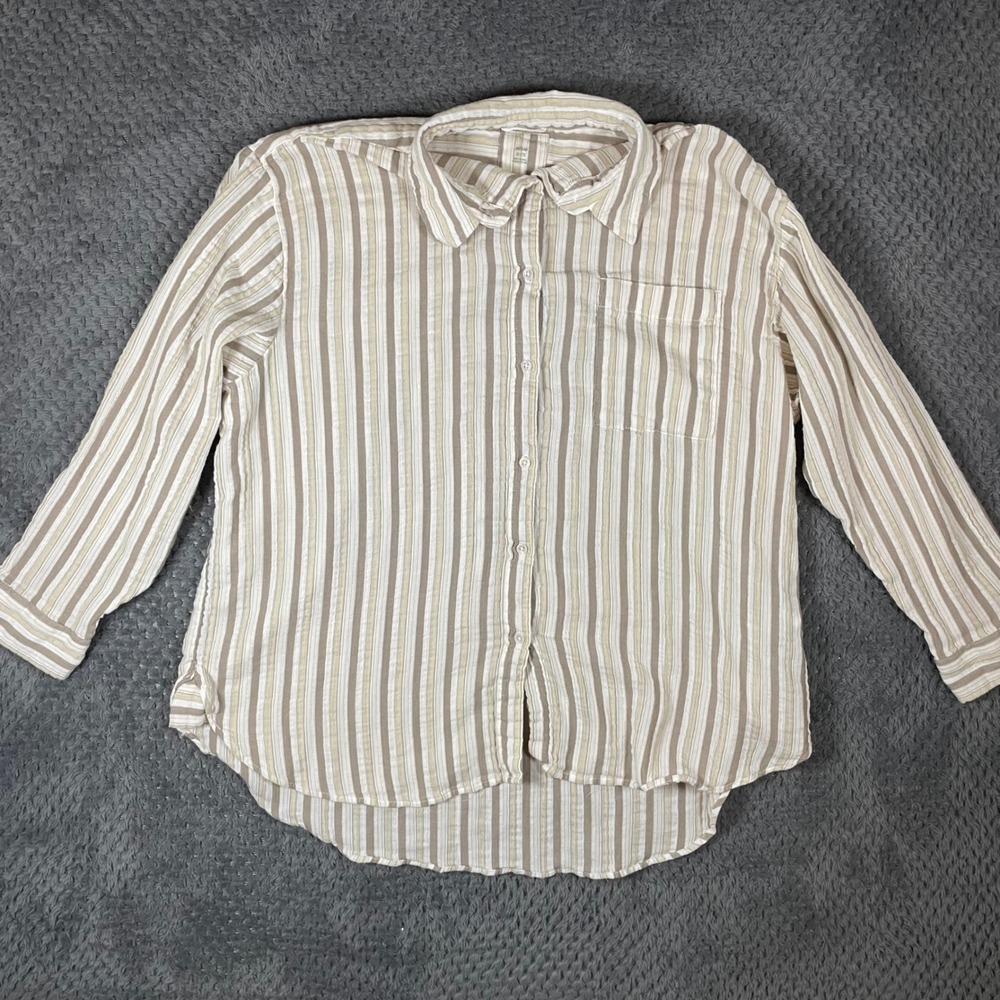 Aerie Day-Off Cover Up Shirt Size XL Striped Gauzy Cotton Casual Beach Vacation - Picture 4 of 11